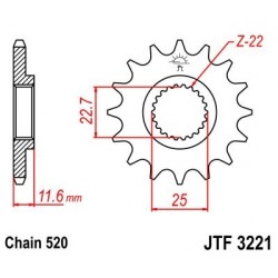 Piñon JT 3221 de acero con 11 dientes