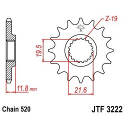 Piñon JT 3222 de acero con 11 dientes