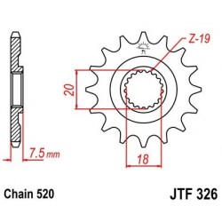 Piñon JT 326 de acero con 13 dientes