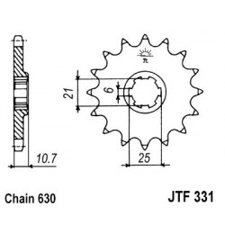 Piñon JT 331 de acero con 15 dientes
