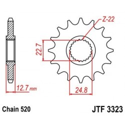 Piñon JT 3323 de acero con 22 dientes