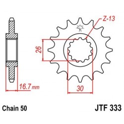 Piñon JT 333 de acero con 16 dientes