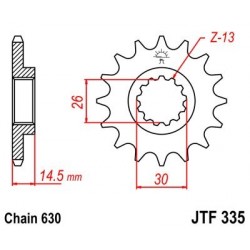 Piñon JT 335 de acero con 15 dientes