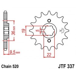 Piñon JT 337 de acero con 13 dientes