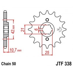 Piñon JT 338 de acero con 17 dientes