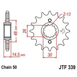 Piñon JT 339 de acero con 18 dientes