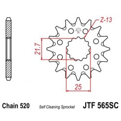 Piñon JT 565SC  autolimpiable de acero con 14 dientes