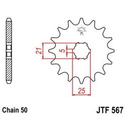 Piñon JT 567 de acero con 17 dientes