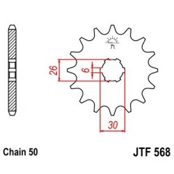 Piñon JT 568 de acero con 16 dientes