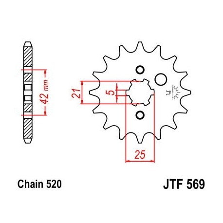 Piñon JT 569 de acero con 12 dientes