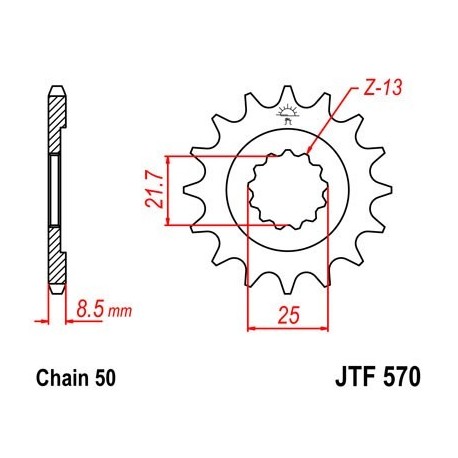 Piñon JT 570 de acero con 16 dientes