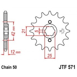 Piñon JT 571 de acero con 16 dientes