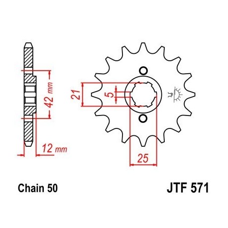 Piñon JT 571 de acero con 16 dientes