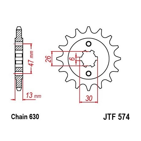 Piñon JT 574 de acero con 16 dientes