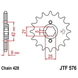 Piñon JT 576 de acero con 19 dientes