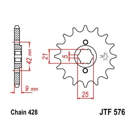 Piñon JT 576 de acero con 19 dientes