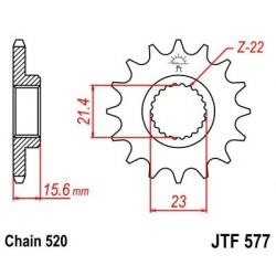 Piñon JT 577 de acero con 15 dientes
