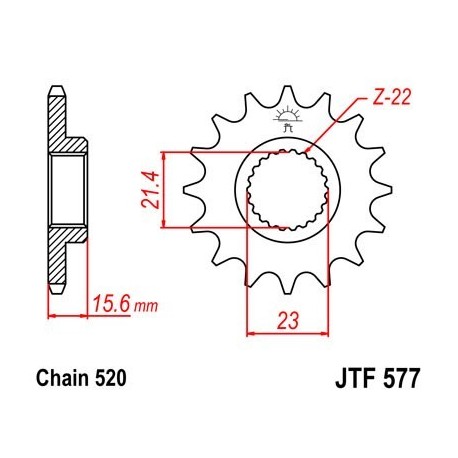 Piñon JT 577 de acero con 15 dientes