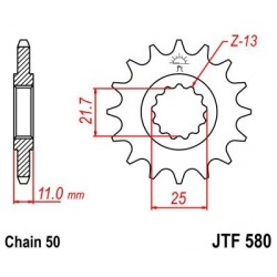 Piñon JT 580 de acero con 15 dientes