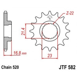 Piñon JT 582 de acero con 16 dientes