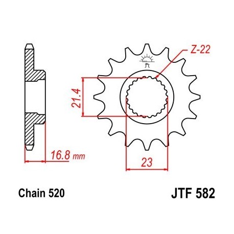 Piñon JT 582 de acero con 16 dientes