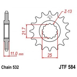 Piñon JT 584 de acero con 16 dientes