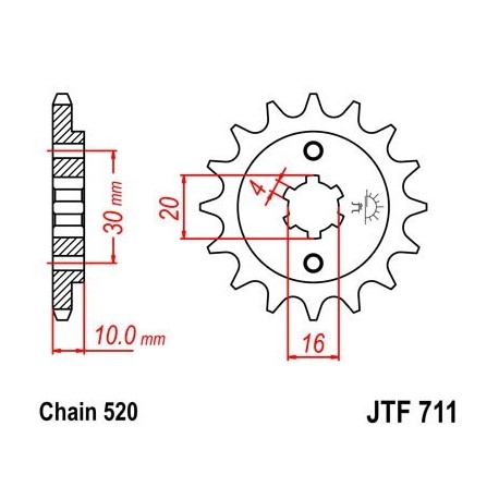 Piñon JT 711 de acero con 13 dientes