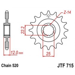 Piñon JT 715 de acero con 13 dientes