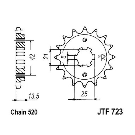 Piñon JT 725 de acero con 14 dientes