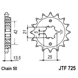 Piñon JT 725 de acero con 15 dientes