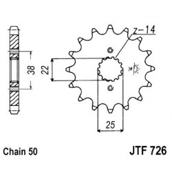 Piñon JT 726 de acero con 15 dientes