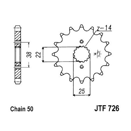 Piñon JT 726 de acero con 15 dientes