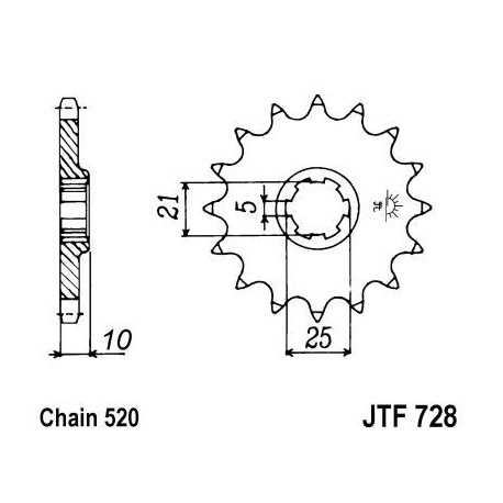 Piñon JT 728 de acero con 15 dientes
