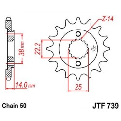 Piñon JT 739 de acero con 15 dientes