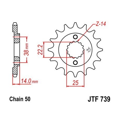 Piñon JT 739 de acero con 15 dientes