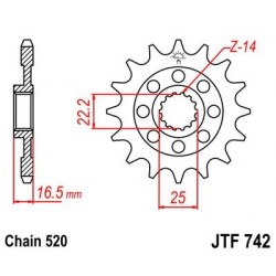 Piñon JT 742 de acero con 15 dientes