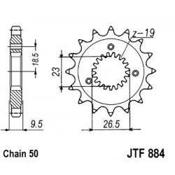 Piñon JT 884 de acero con 21 dientes