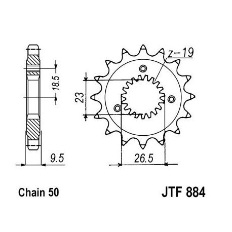 Piñon JT 884 de acero con 21 dientes