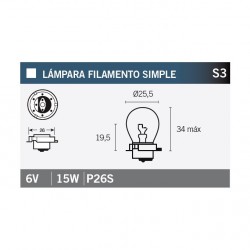 Lampara 6V15W P26S