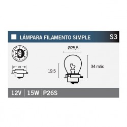 Lampara 12V15W P26S