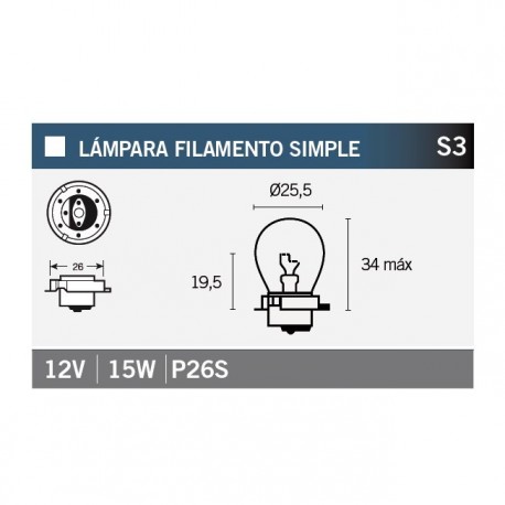 Lampara 12V15W P26S