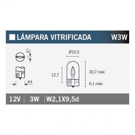 Lampara W3W 12V3W