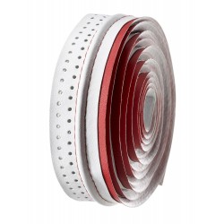 Cinta de manillar VELO microfibra agujereada roja/blanca