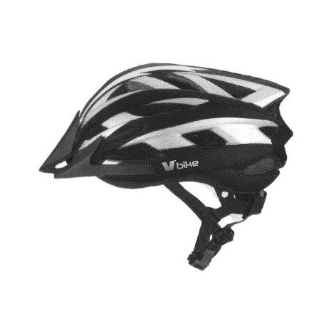 Casco V Bike MTB 19 ventilaciones blanco/silver/negro carbono semi in mould. Talla M (55-58cm)