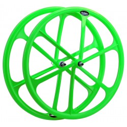 Rueda delantera fixie. 700c. Color Verde Flúor