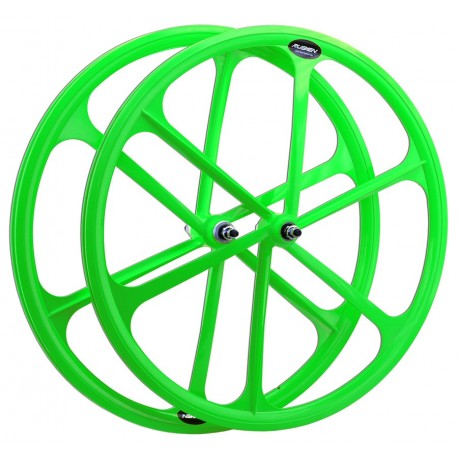 Rueda trasera fixie. 700c. Color Verde Flúor
