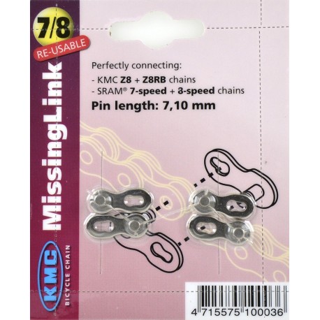 Enganche Cadena KMC 7/8V (7.1mm) Z8/Z8RB y Sram 7/8V (Blister 2uds)