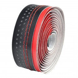 Cinta de manillar VELO microfibra agujereada roja/negra