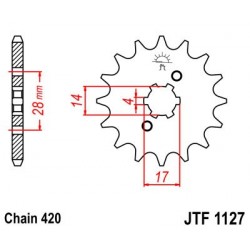 Piñon JT 1127 de acero con 15 dientes