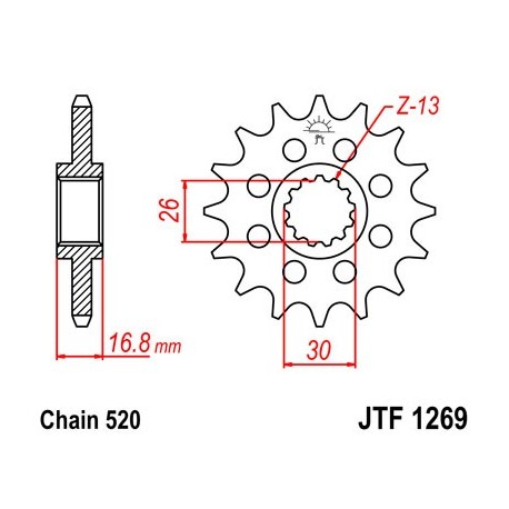 Piñón JT 1269 de acero con 15 dientes